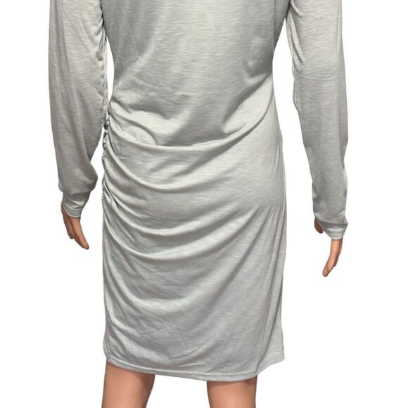 BTFBM Ruched Bodycon Long Sleeve Wrap Style Dress MEDIUM - Picture 9 of 14